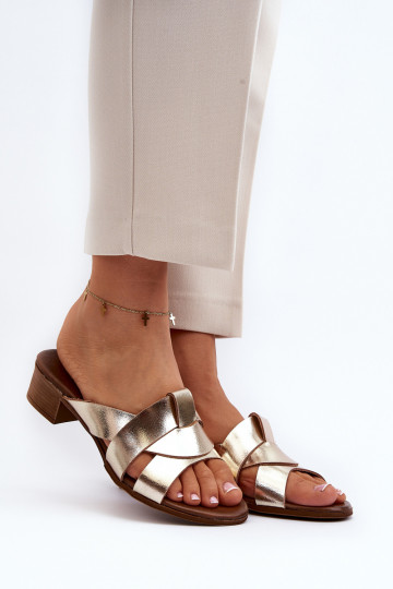 Zazoo 40236 Odinės šlepetės Moteriškas Ant žemo kulno aukso spalvos 2