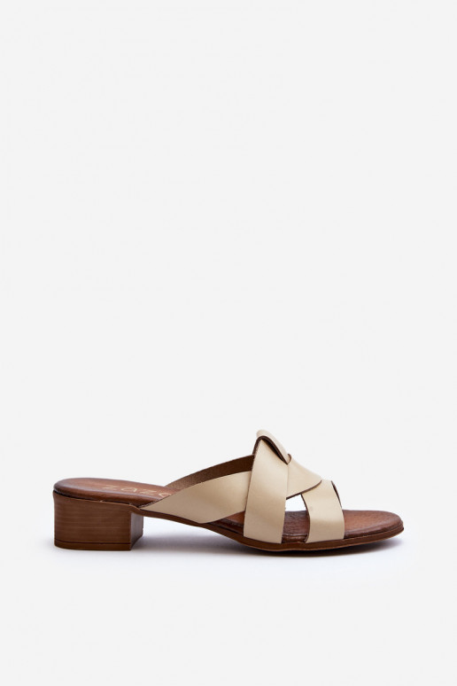 Zazoo 40236 Odinės šlepetės Moteriškas Ant žemo kulno smėlio spalvos Zazoo 40236 Odinės šlepetės Moteriškas Ant žemo kulno smėlio spalvos