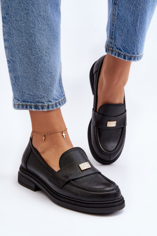 Zazoo 20165 Oda moteriški mokasinai juodos spalvos Zazoo 20165 Oda moteriški mokasinai juodos spalvos