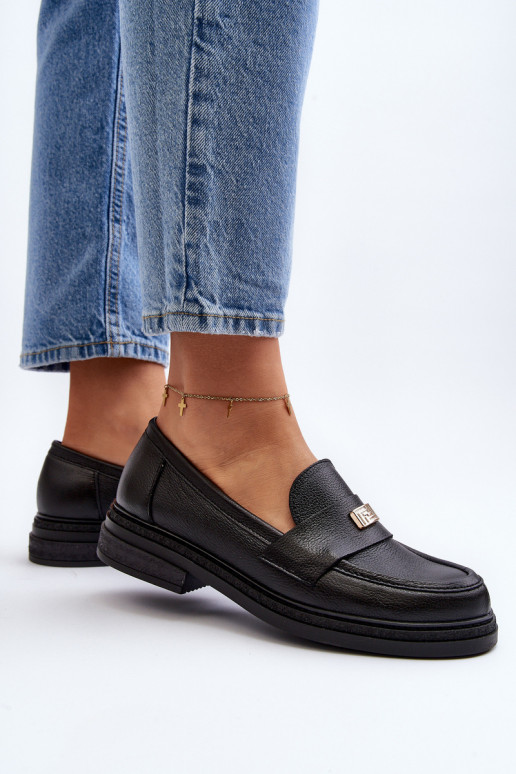 Zazoo 20165 Oda moteriški mokasinai juodos spalvos Zazoo 20165 Oda moteriški mokasinai juodos spalvos