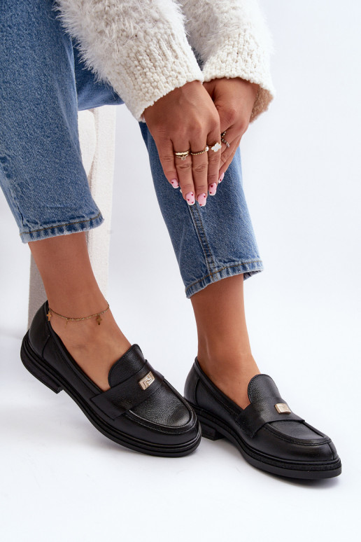 Zazoo 20165 Oda moteriški mokasinai juodos spalvos Zazoo 20165 Oda moteriški mokasinai juodos spalvos