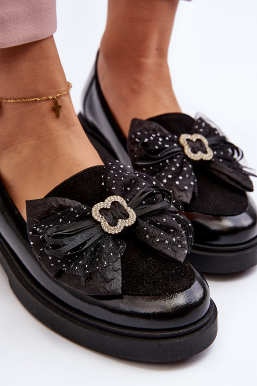 Moteriškas Lakuoti mokasinai su kaspinais Laura Messi 2786 juodos spalvos Moteriškas Lakuoti mokasinai su kaspinais Laura Messi 2786 juodos spalvos