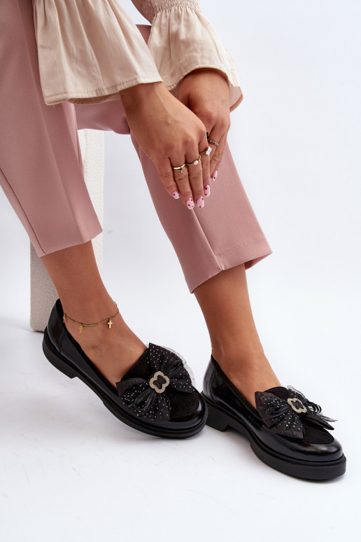 Moteriškas Lakuoti mokasinai su kaspinais Laura Messi 2786 juodos spalvos Moteriškas Lakuoti mokasinai su kaspinais Laura Messi 2786 juodos spalvos