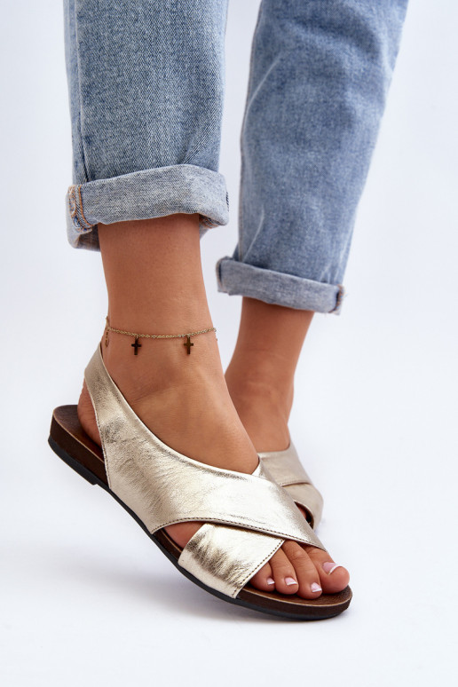 Zazoo 40407 basutės Oda Moteriškas aukso spalvos Zazoo 40407 basutės Oda Moteriškas aukso spalvos