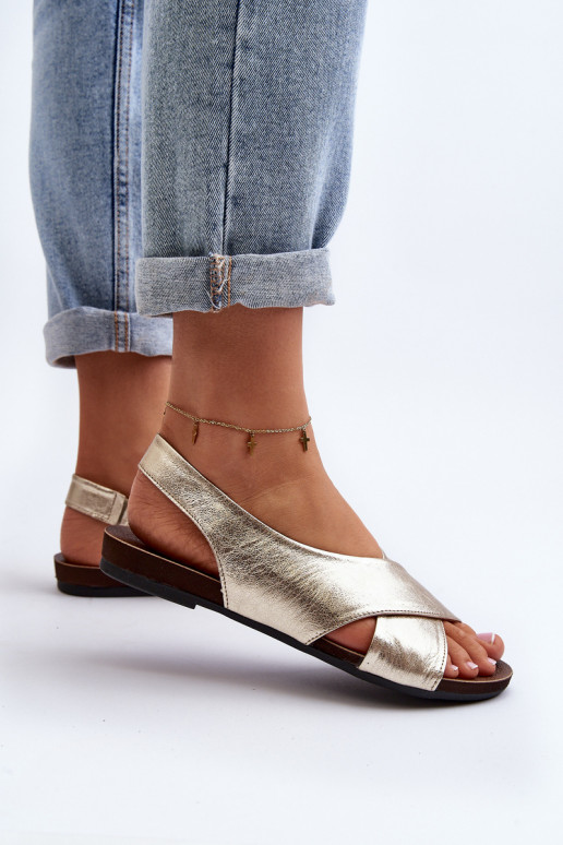 Zazoo 40407 basutės Oda Moteriškas aukso spalvos Zazoo 40407 basutės Oda Moteriškas aukso spalvos