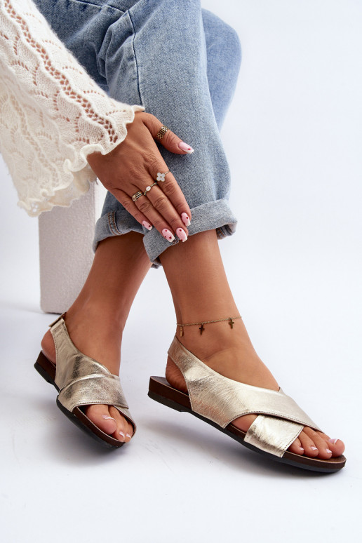 Zazoo 40407 basutės Oda Moteriškas aukso spalvos Zazoo 40407 basutės Oda Moteriškas aukso spalvos