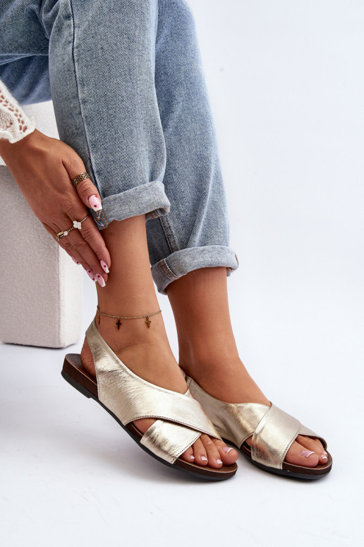 Zazoo 40407 basutės Oda Moteriškas aukso spalvos Zazoo 40407 basutės Oda Moteriškas aukso spalvos