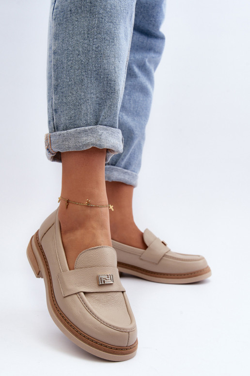 Zazoo 20165 Oda moteriški mokasinai smėlio spalvos Zazoo 20165 Oda moteriški mokasinai smėlio spalvos