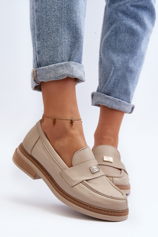 Zazoo 20165 Oda moteriški mokasinai smėlio spalvos Zazoo 20165 Oda moteriški mokasinai smėlio spalvos