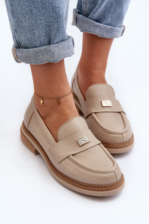 Zazoo 20165 Oda moteriški mokasinai smėlio spalvos Zazoo 20165 Oda moteriški mokasinai smėlio spalvos