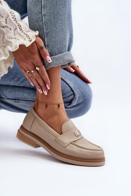 Zazoo 20165 Oda moteriški mokasinai smėlio spalvos Zazoo 20165 Oda moteriški mokasinai smėlio spalvos