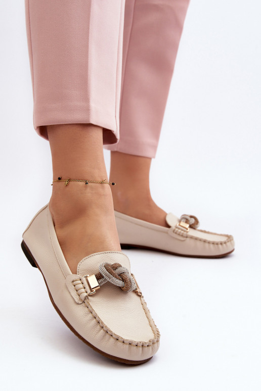 Oda moteriški mokasinai su ornamentais Laura Messi 2761 dramblio kaulo spalvos Oda moteriški mokasinai su ornamentais Laura Messi 2761 dramblio kaulo spalvos