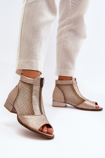 Oda Moteriški aulinukai su plačiais kulniukaissuOdkrytymi Palcami Tai turiciejka 06413-25 aukso spalvos