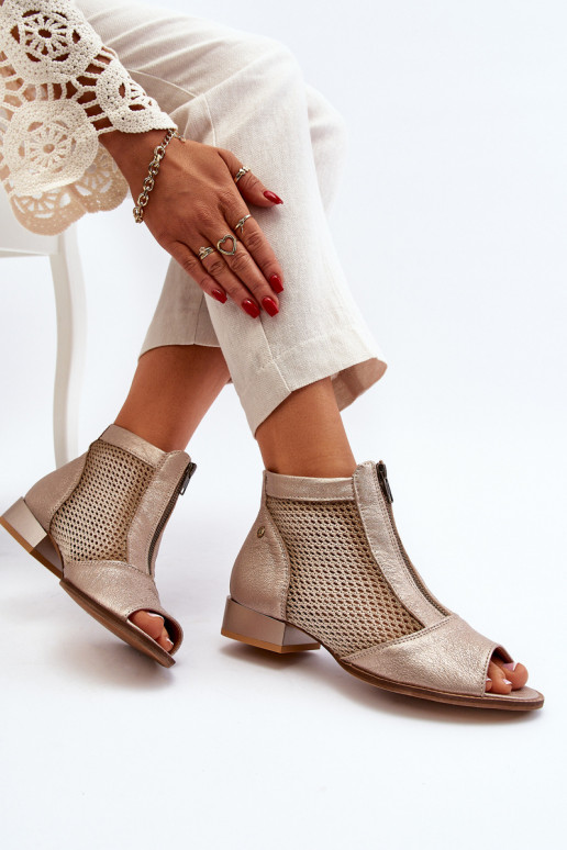 Oda Moteriški aulinukai su plačiais kulniukaissuOdkrytymi Palcami Tai turiciejka 06413-25 aukso spalvos Oda Moteriški aulinukai su plačiais kulniukaissuOdkrytymi Palcami Tai turiciejka 06413-25 aukso spalvos