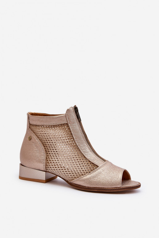 Oda Moteriški aulinukai su plačiais kulniukaissuOdkrytymi Palcami Tai turiciejka 06413-25 aukso spalvos Oda Moteriški aulinukai su plačiais kulniukaissuOdkrytymi Palcami Tai turiciejka 06413-25 aukso spalvos