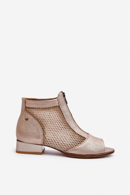 Oda Moteriški aulinukai su plačiais kulniukaissuOdkrytymi Palcami Tai turiciejka 06413-25 aukso spalvos Oda Moteriški aulinukai su plačiais kulniukaissuOdkrytymi Palcami Tai turiciejka 06413-25 aukso spalvos