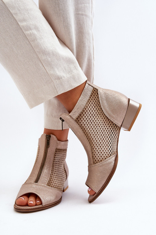 Oda Moteriški aulinukai su plačiais kulniukaissuOdkrytymi Palcami Tai turiciejka 06413-25 aukso spalvos Oda Moteriški aulinukai su plačiais kulniukaissuOdkrytymi Palcami Tai turiciejka 06413-25 aukso spalvos