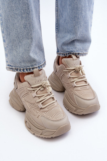 Sneakers modelio batai su madingais masyviais padais GOE NN2N4046 smėlio spalvos 2