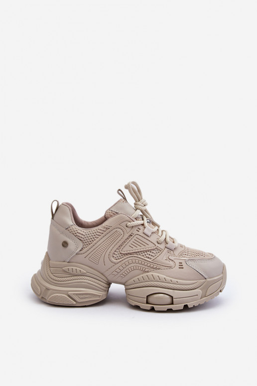 Sneakers modelio batai su madingais masyviais padais GOE NN2N4046 smėlio spalvos Sneakers modelio batai su madingais masyviais padais GOE NN2N4046 smėlio spalvos