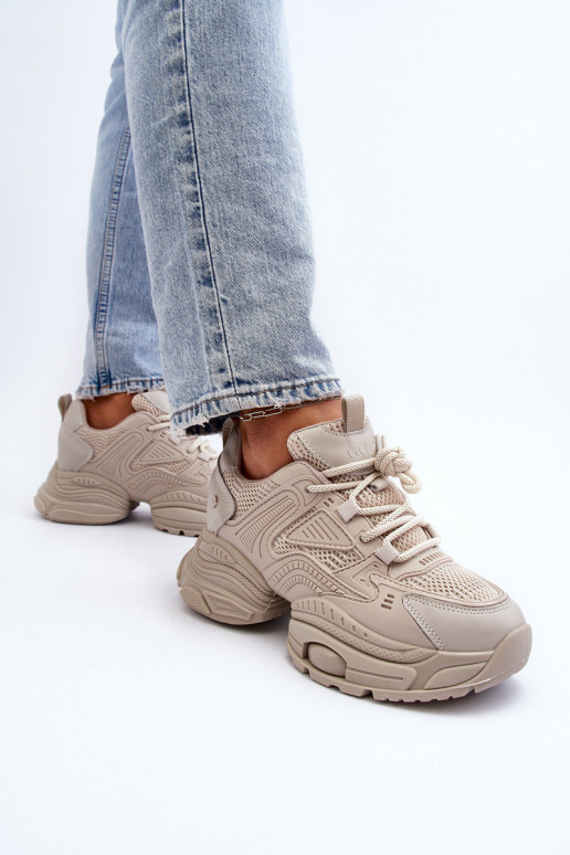 Sneakers modelio batai su madingais masyviais padais GOE NN2N4046 smėlio spalvos Sneakers modelio batai su madingais masyviais padais GOE NN2N4046 smėlio spalvos