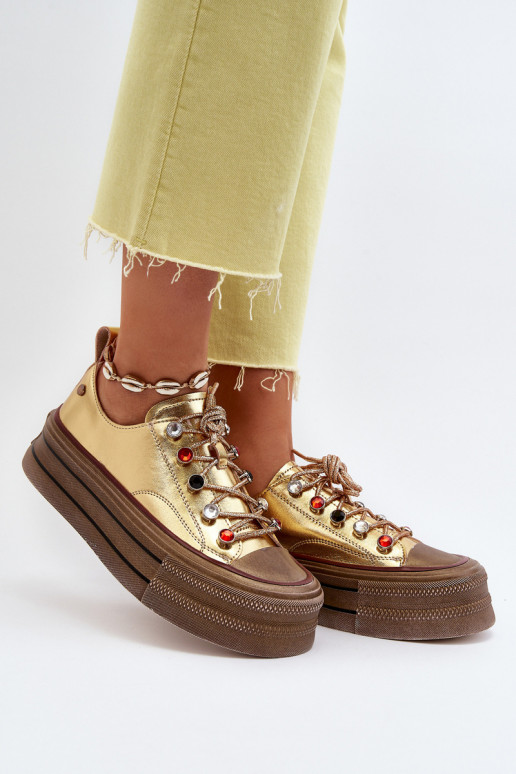 Moteriški batai su platforma GOE NN2N4055 aukso spalvos