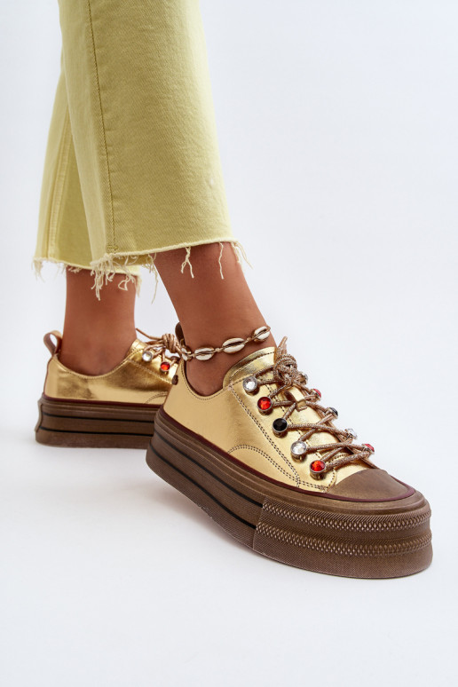 Moteriški batai su platforma GOE NN2N4055 aukso spalvos