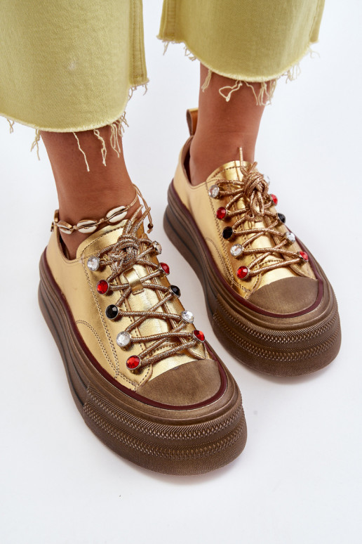 Moteriški batai su platforma GOE NN2N4055 aukso spalvos