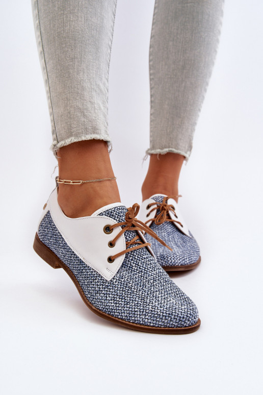 Oda batai Moteriškas su plačiais kulniukais Tai turiciejka 06461-17 mėlynos spalvos Oda batai Moteriškas su plačiais kulniukais Tai turiciejka 06461-17 mėlynos spalvos