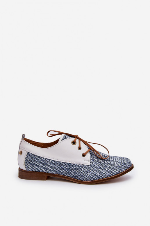 Oda batai Moteriškas su plačiais kulniukais Tai turiciejka 06461-17 mėlynos spalvos Oda batai Moteriškas su plačiais kulniukais Tai turiciejka 06461-17 mėlynos spalvos