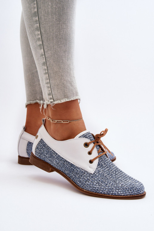 Oda batai Moteriškas su plačiais kulniukais Tai turiciejka 06461-17 mėlynos spalvos Oda batai Moteriškas su plačiais kulniukais Tai turiciejka 06461-17 mėlynos spalvos