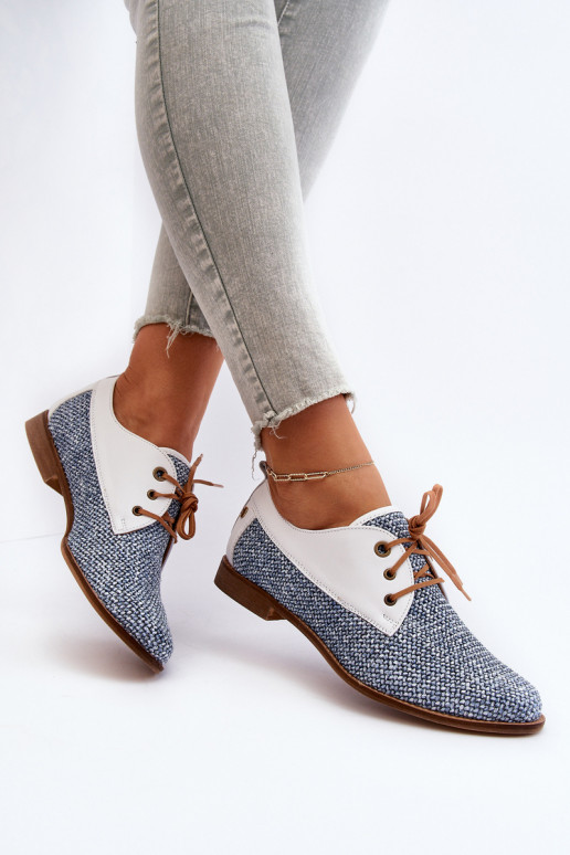 Oda batai Moteriškas su plačiais kulniukais Tai turiciejka 06461-17 mėlynos spalvos Oda batai Moteriškas su plačiais kulniukais Tai turiciejka 06461-17 mėlynos spalvos