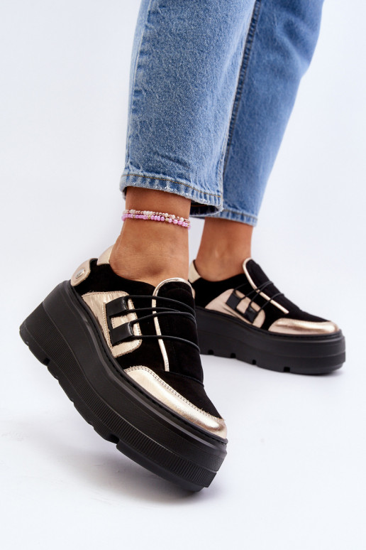 Zazoo 1833 Sneakers modelio batai Moteriškas Oda su madingais masyviais padais juodos spalvos Zazoo 1833 Sneakers modelio batai Moteriškas Oda su madingais masyviais padais juodos spalvos