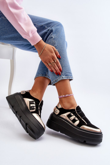 Zazoo 1833 Sneakers modelio batai Moteriškas Oda su madingais masyviais padais juodos spalvos 2