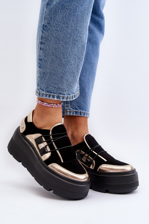 Zazoo 1833 Sneakers modelio batai Moteriškas Oda su madingais masyviais padais juodos spalvos Zazoo 1833 Sneakers modelio batai Moteriškas Oda su madingais masyviais padais juodos spalvos