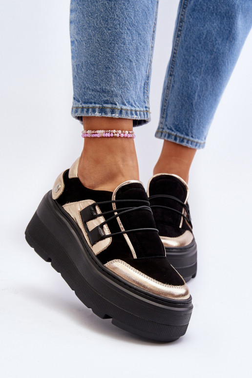 Zazoo 1833 Sneakers modelio batai Moteriškas Oda su madingais masyviais padais juodos spalvos Zazoo 1833 Sneakers modelio batai Moteriškas Oda su madingais masyviais padais juodos spalvos