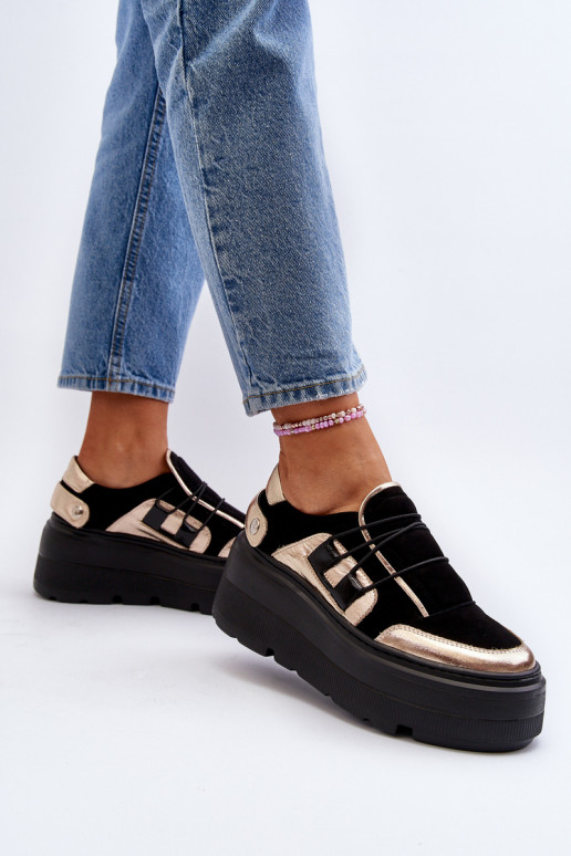 Zazoo 1833 Sneakers modelio batai Moteriškas Oda su madingais masyviais padais juodos spalvos Zazoo 1833 Sneakers modelio batai Moteriškas Oda su madingais masyviais padais juodos spalvos