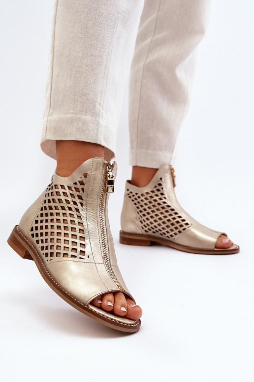 Zazoo 977/L Oda Ažūrinės basutės Į Pilį aukso spalvos Zazoo 977/L Oda Ažūrinės basutės Į Pilį aukso spalvos