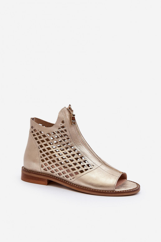 Zazoo 977/L Oda Ažūrinės basutės Į Pilį aukso spalvos Zazoo 977/L Oda Ažūrinės basutės Į Pilį aukso spalvos