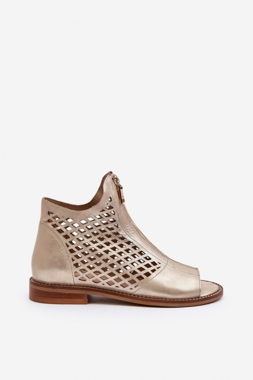 Zazoo 977/L Oda Ažūrinės basutės Į Pilį aukso spalvos Zazoo 977/L Oda Ažūrinės basutės Į Pilį aukso spalvos