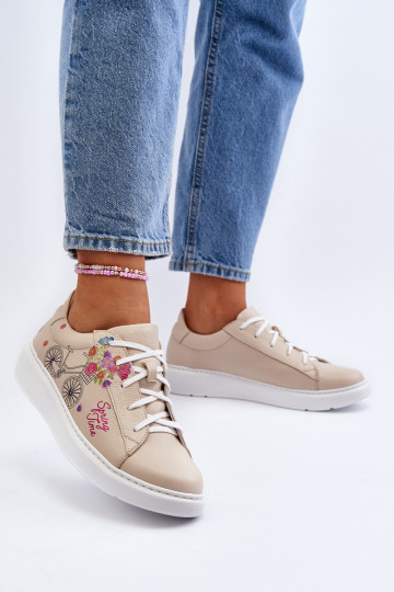 Zazoo 024/TAMARA Moteriškas Sneakers modelio batai Oda smėlio spalvos