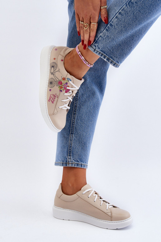 Zazoo 024/TAMARA Moteriškas Sneakers modelio batai Oda smėlio spalvos Zazoo 024/TAMARA Moteriškas Sneakers modelio batai Oda smėlio spalvos