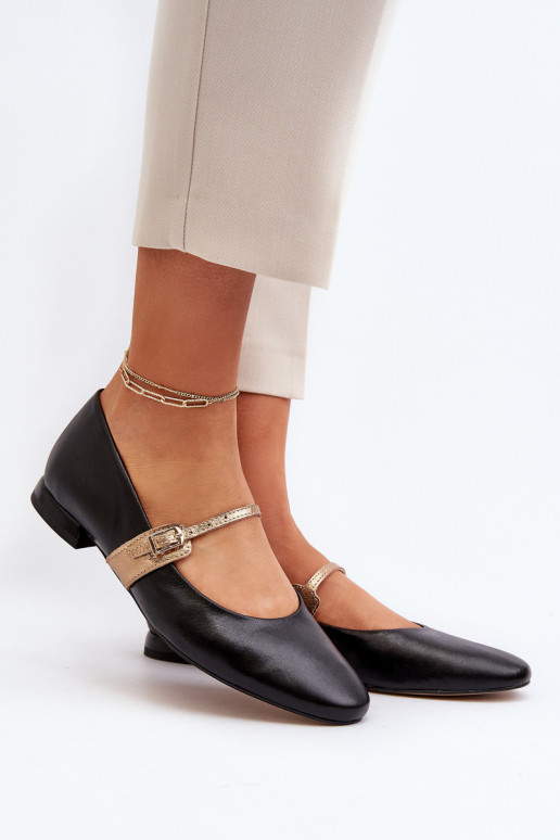 Balerinos Moteriškas su plačiais kulniukais Laura Messi 2774 juodos spalvos