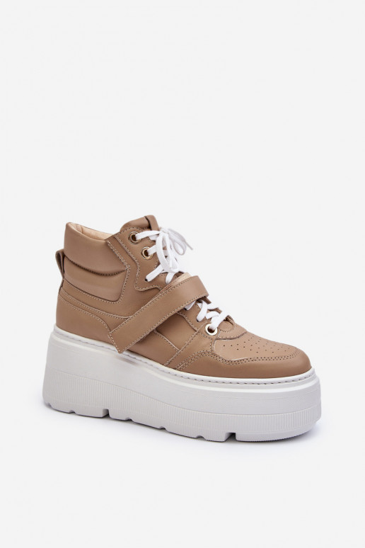 Zazoo 3450 Oda Sneakers modelio batai Moteriškas smėlio spalvos Zazoo 3450 Oda Sneakers modelio batai Moteriškas smėlio spalvos