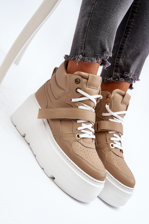 Zazoo 3450 Oda Sneakers modelio batai Moteriškas smėlio spalvos Zazoo 3450 Oda Sneakers modelio batai Moteriškas smėlio spalvos