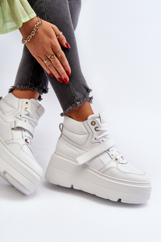 Zazoo 3450 Oda Sneakers modelio batai Moteriškas baltos spalvos Zazoo 3450 Oda Sneakers modelio batai Moteriškas baltos spalvos