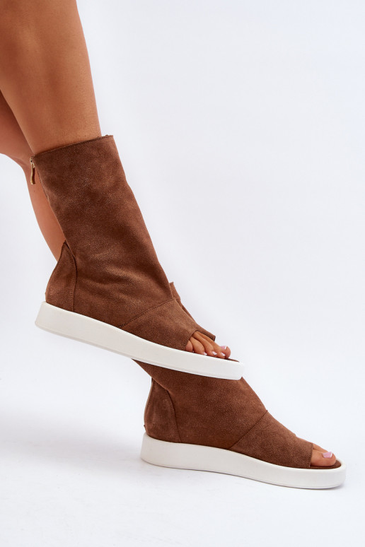 Zazoo 3441 Moteriškos zomšinės basutėssuCholeĮka rudos spalvos Zazoo 3441 Moteriškos zomšinės basutėssuCholeĮka rudos spalvos