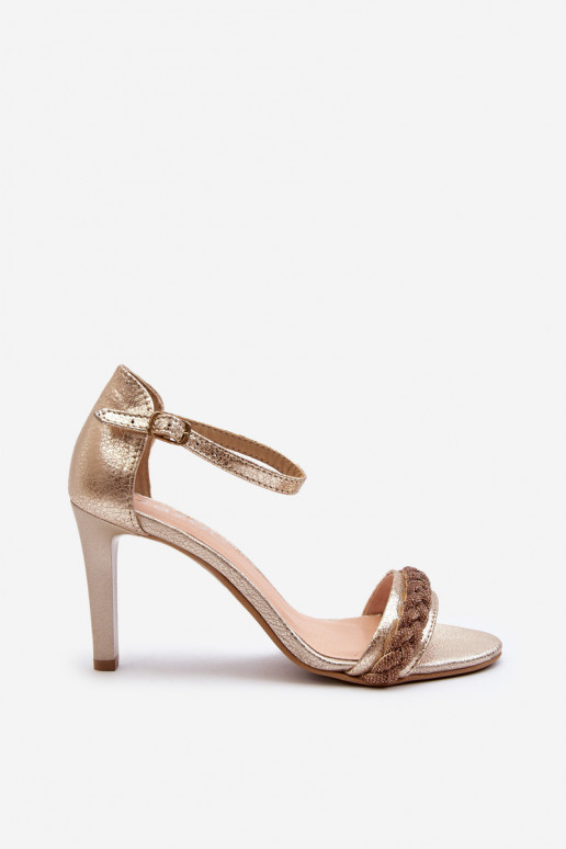 Zazoo 3328/2 Moteriškos basutės Oda su plonais kulniukais aukso spalvos Zazoo 3328/2 Moteriškos basutės Oda su plonais kulniukais aukso spalvos