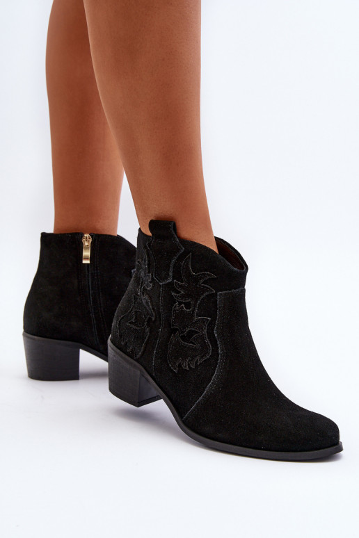 Zazoo 3426 Moteriškas Zomšiniai batai kaubojiško stiliaus juodos spalvos Zazoo 3426 Moteriškas Zomšiniai batai kaubojiško stiliaus juodos spalvos