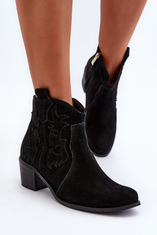 Zazoo 3426 Moteriškas Zomšiniai batai kaubojiško stiliaus juodos spalvos Zazoo 3426 Moteriškas Zomšiniai batai kaubojiško stiliaus juodos spalvos