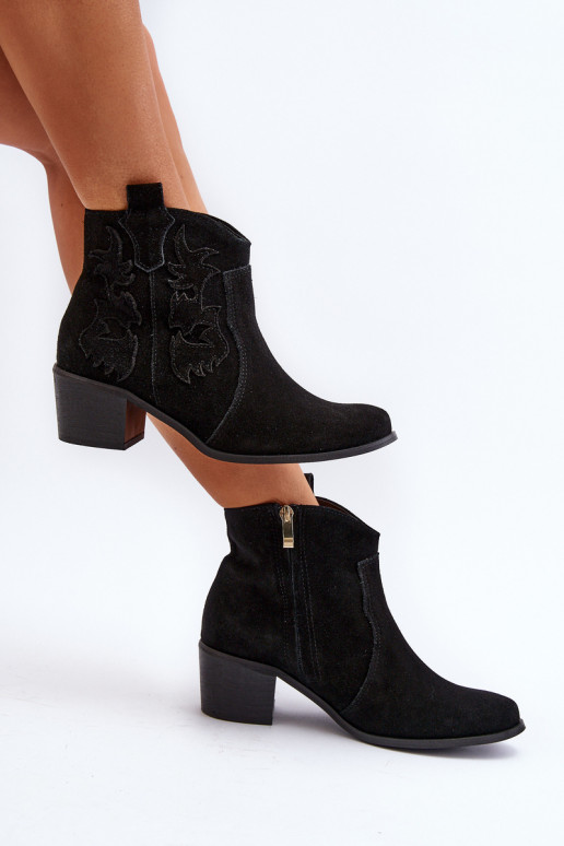 Zazoo 3426 Moteriškas Zomšiniai batai kaubojiško stiliaus juodos spalvos Zazoo 3426 Moteriškas Zomšiniai batai kaubojiško stiliaus juodos spalvos